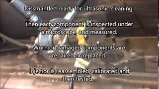 Cat C7 C9 injector reman amp test [upl. by Einehpets414]