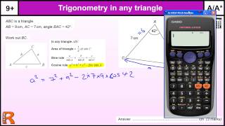 Trigonometry Cosine Rule GCSE Maths revision Exam paper practice amp help [upl. by Einohtna]