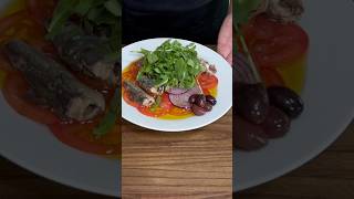 Spanish Sardines salad  Tomatoes and arugulaFull video on my channel recipe food cooking [upl. by Ydnat]