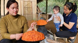 Come Down To Visit Mom amp Daughter  Processing Sticky Rice  Harvest Gac Fruit [upl. by Nyliuqcaj]