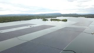 LIVE Aerial view of hydrofloating solar hybrid project at Sirindhorn Dam in Thailand [upl. by Drofdeb508]