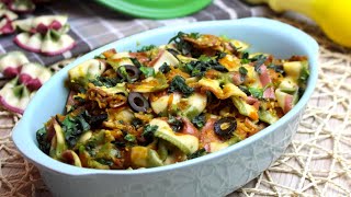 Lazos de de pasta con verduras y queso sin lactosa  Farfalle tricolori [upl. by Joellen]