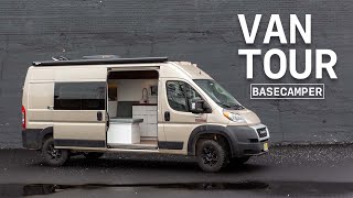 SLEEPS amp SEATS 3 WITH FULL KITCHEN  Basecamper  Ram Promaster 159 Van Conversion Tour [upl. by Xuaeb]