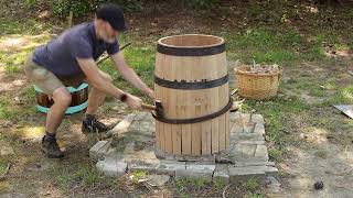 Coopering a 36 gallon beer barrel with hand tools [upl. by Tor]