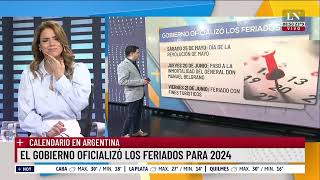 Calendario en Argentina el Gobierno oficializó los feriados para 2024 [upl. by Kirsch]