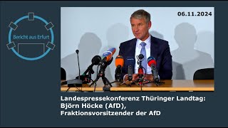 Vor der Thüringer Landtagssitzung Björn Höcke AfD steht der Landespressekonferenz Rede amp Antwort [upl. by Ahcarb238]