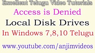 Access is denied local disk drives in windows 7810 in telugu  fix hard drive access denied telugu [upl. by Refiffej]