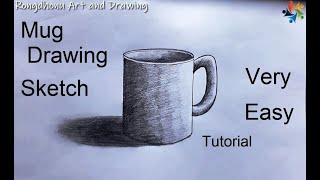 Mug Sketch  Mug Drawing Tutorial  Pencil Sketch Very Easy [upl. by Eachelle]