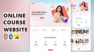 Build a Complete Responsive Online Course LMS Educational Website Using HTML CSS And JavaScript [upl. by Diba]