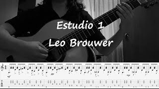 Estudio sencillo N° 1 Etude N°1  Leo Brouwer Tabs [upl. by Dougald]