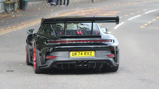 Supercars in Alderley Edge 2024 CLK DTM GT3 RS 765LT Dino 246 Spyder RS Purosangue x2 296… [upl. by Ranzini]