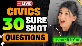 Civics TOP 30 questions for Social science🔥 Don’t study Anything after this 😎 Class 10 Boards [upl. by Goebel696]