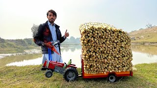 mf 385 tractor power test  handmade mini mf tractor  sugarcane trolley video  Nadeem Gola [upl. by Irrak]