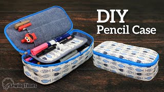 DIY Pencil Case with Layer  How to make a Stationery Organizer Pouch sewingtimes [upl. by Ylek]