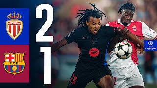 HIGHLIGHTS  AS MONACO 2 vs 1 FC BARCELONA  UEFA CHAMPIONS LEAGUE 202425 [upl. by Jarek]