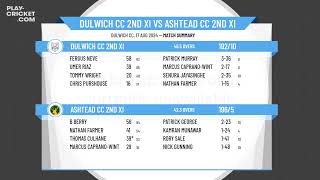 Dulwich CC 2nd XI v Ashtead CC 2nd XI [upl. by Arekahs]