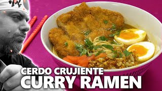 RAMEN 🍜 de curry con CERDO CRUJIENTE Tonkatsu curry ramen [upl. by Fredelia]