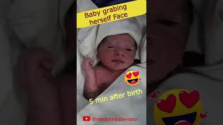 So cute newborn baby scratching herself face  charming face  😍 viralbaby cute [upl. by Annodas680]