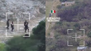 Sicarios huyen de enfrentamiento al ver al Ejército mexicano fue captado por dron de EU [upl. by Billie516]