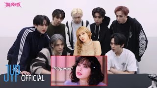 Stray Kids Reaction To mentor lisa in a nutshell lisa blackpink straykids [upl. by Ahsielat]