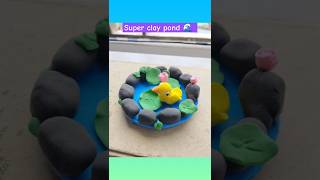 🌊Make a Super cute Clay Pond with 🦆shorts clay [upl. by Allerym331]