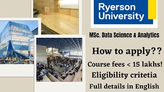 Ryerson University 🇨🇦 MSc Data Science amp Analytics Eligibility Fees👌👌 How to Apply Scholarships [upl. by Richia350]