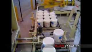 Pail amp Bag Palletizing  Joint Compound by ICON Robotics [upl. by Siffre182]