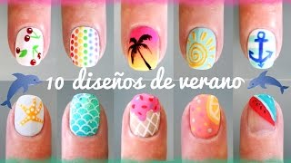 10 DISEÑOS DE UÑAS DECORADAS FÁCIL Y RÁPIDO PARA EL VERANO [upl. by Schuh230]