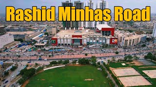 Millennium Mall to Sohrab Goth Flyover  Rashid Minhas Road Karachi Drone View [upl. by Frerichs]