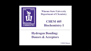 CHEM 405  Hydrogen Bond Acceptors and Donors [upl. by Pappano558]