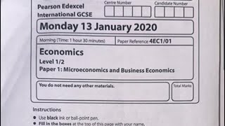 Economics IGCSE Past Paper 4EC101 January 2020 Q1 and Q2 [upl. by Asher]