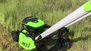 Greenworks Pro 60V 25quot Mower Review Hilly lawn [upl. by Anselme]