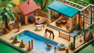 All playmobil zoo animals and horse club diorama [upl. by Ecirual]