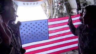 InFlight Reenlistment Ceremony Aboard HC130 Hercules [upl. by Ahsyle]