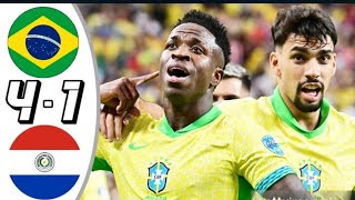 Brazil vs Paraguay 41 All Goals amp Highlights  Copa America 2024 [upl. by Ailatan]