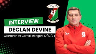 Post Match Interview  Glentoran 11 Carrick Rangers  Declan Devine [upl. by Idid58]