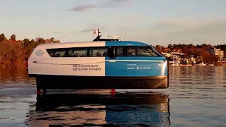 Flying passenger electric hydrofoil operates in Stockholm [upl. by Pierette360]