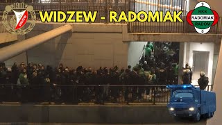 WIDZEW  RADOMIAK Przemarsz kibiców Radomiaka przejazdy alarmowe i akcja Policji [upl. by Sikras154]