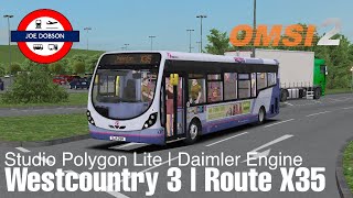 OMSI 2  Westcountry 3  Route X35  Studio Polygon Lite  Daimler Engine  First Halifax [upl. by Helbonnas]