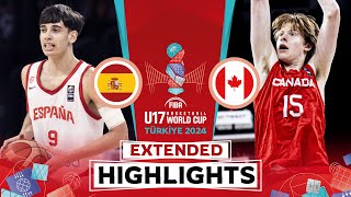 Spain 🇪🇸 vs Canada 🇨🇦  Extended Highlights  FIBA U17 Basketball World Cup 2024 [upl. by Anthiathia]