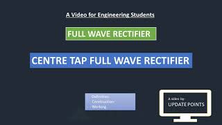 Centre Tap Full Wave Rectifier  Applications of Diodes construction and working [upl. by Lon]