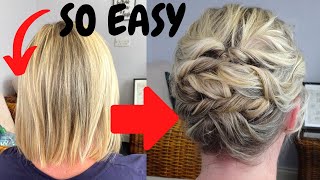 EASY messy hairstyle for short fine hair  short hair updo [upl. by Notaes]