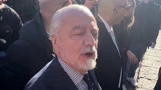 DE LAURENTIIS su NapoliBarcellona “Sapete chi è favorito stasera” 🎙️ [upl. by Sirtimed556]