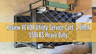 Review VEVOR Utility Service Cart 2 Shelf 550LBS Heavy Duty Plastic Rolling Utility Cart with 360° [upl. by Harlin561]