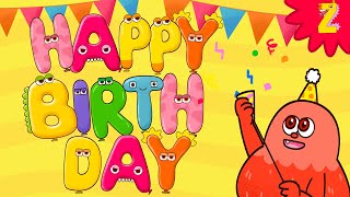 Happy Birthday song ABC Monsters kids dance l Nursery rhymes for kids l ZooZooSong [upl. by Nnylkoorb752]