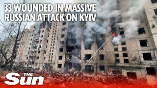 One dead more than 33 wounded in massive Russian attack on Kyiv [upl. by Didi]