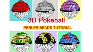 3D perler beads hama beads pyssla Poke Ball Master Ball Great Ball [upl. by Euginomod]