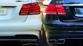 Mercedes E63 AMG S Look 62L vs E63 AMG 55L V8 Biturbo Sound Battle Revving Revs W212 2014 [upl. by Letisha]