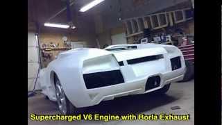 Lamborghini Replica Exhaust Sound V6 V8 Borla FlowMaster Muffler Spin Tech Fiero Kit Cars [upl. by Ikey634]