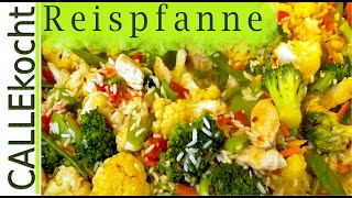 Leichte Reispfanne mit knackigem Gemüse  Schnell und lecker  Rezept [upl. by Avilys186]